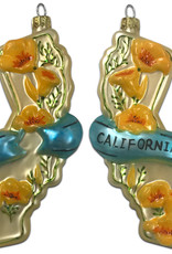 Ornament: State of CA with Poppies