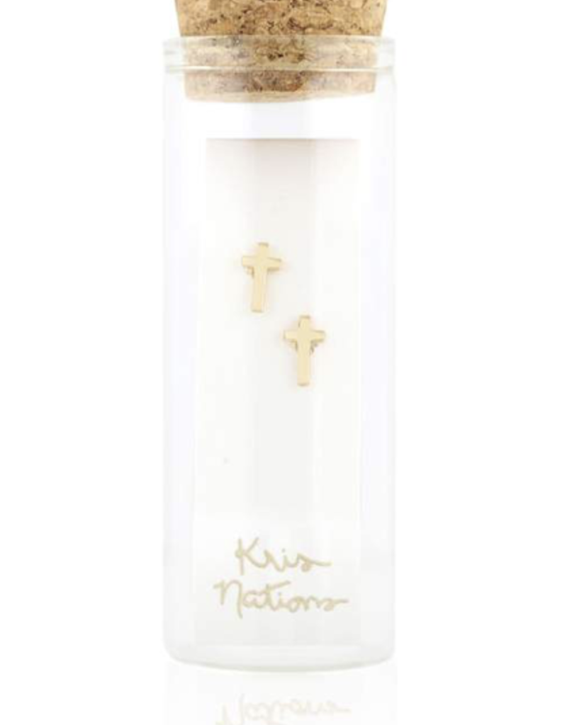 Kris Nations Cross Stud Earrings Gold