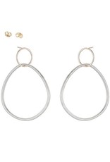 Colleen Mauer Interlocking Circle & Pear Post Earrings- Silver & Yellow Gold