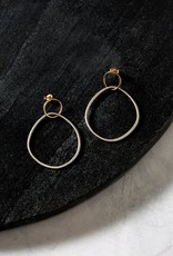 Colleen Mauer Interlocking Circle & Pear Post Earrings- Silver & Yellow Gold