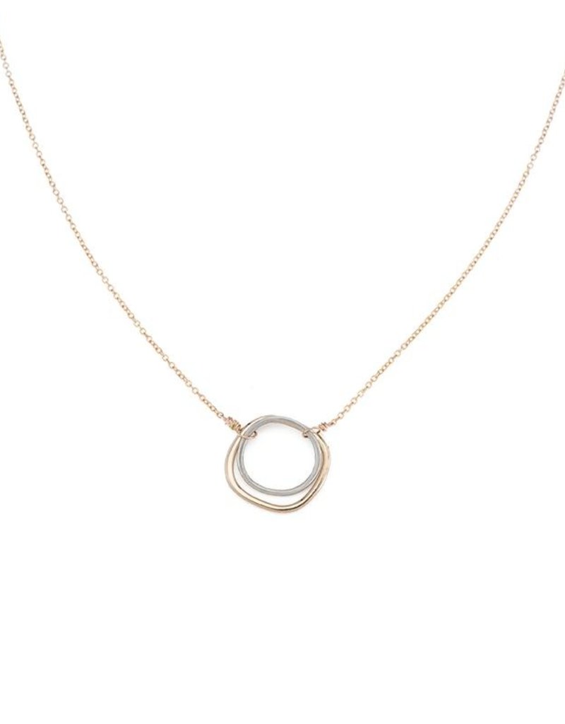 Colleen Mauer Double Square Necklace, Silver & Yellow Gold On Gold Chain