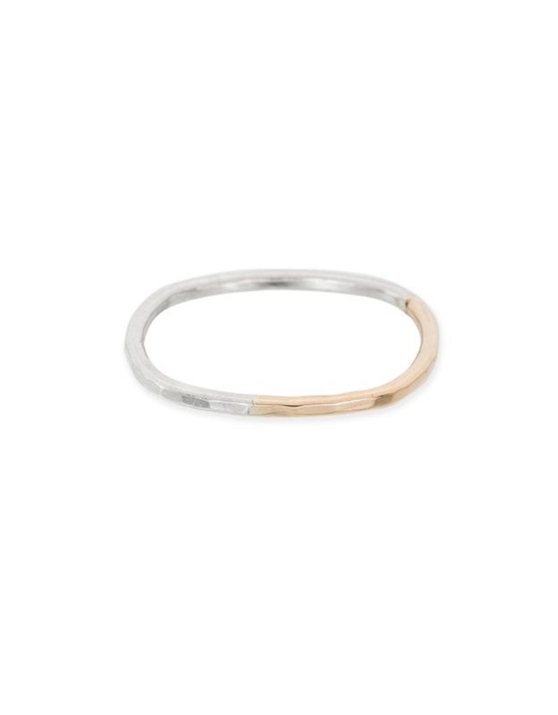 Colleen Mauer Thick Individual Round Gradient Ring- Silver & Yellow Gold