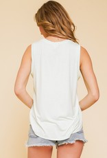 SMILE EMBROIDERED TANK SOFT KNIT TOP