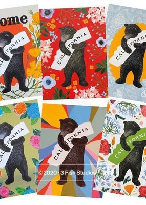 3 Fish Studios CA Bear Postcard Set