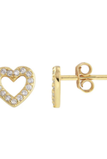 Kris Nations Heart Crystal Outline Stud Earrings