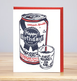 Huckleberry Letter Press First rounds on me birthday card