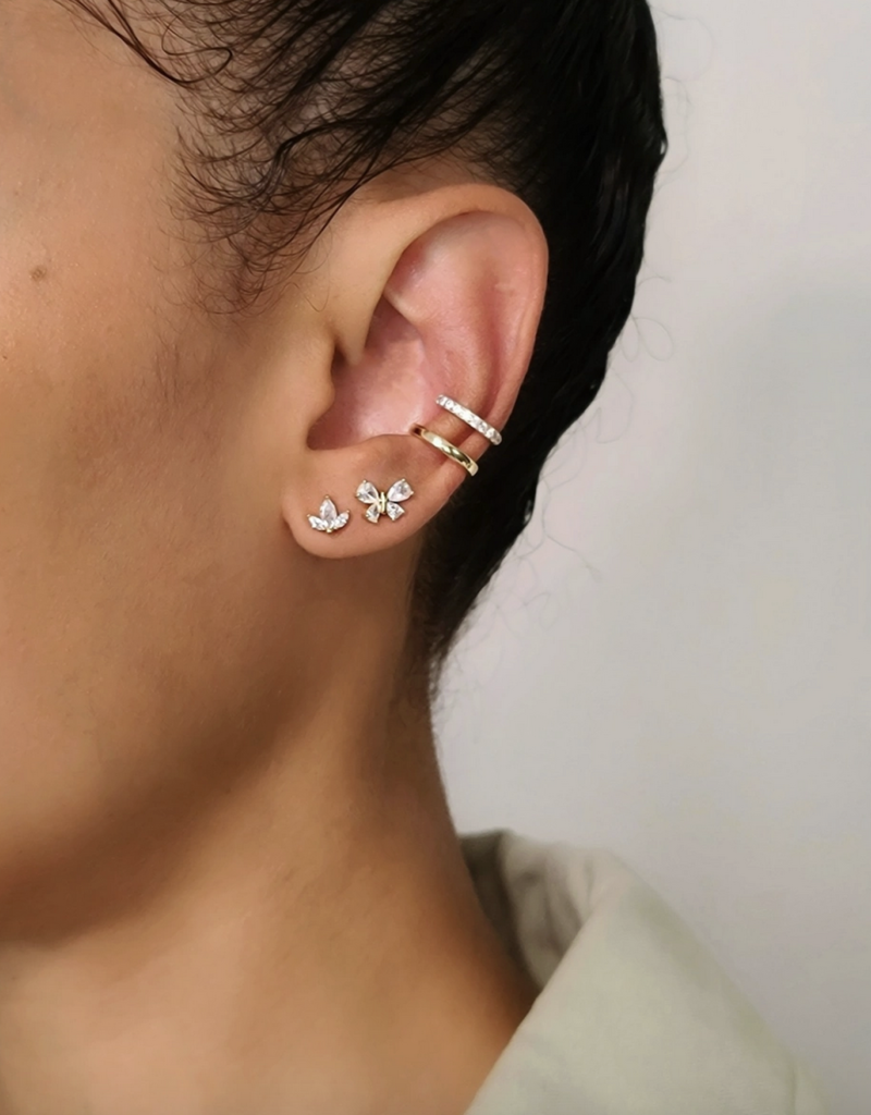 Kris Nations Butterfly Marque Crystal Stud Earrings