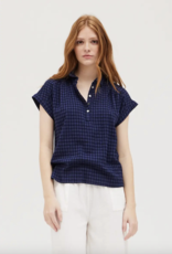 Grade and Gather Collared Short Sleeve Blouse