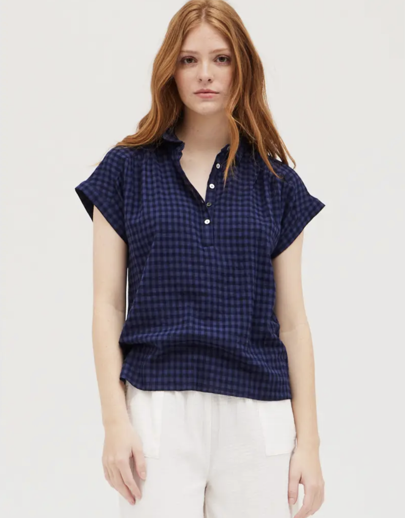Grade and Gather Collared Short Sleeve Blouse