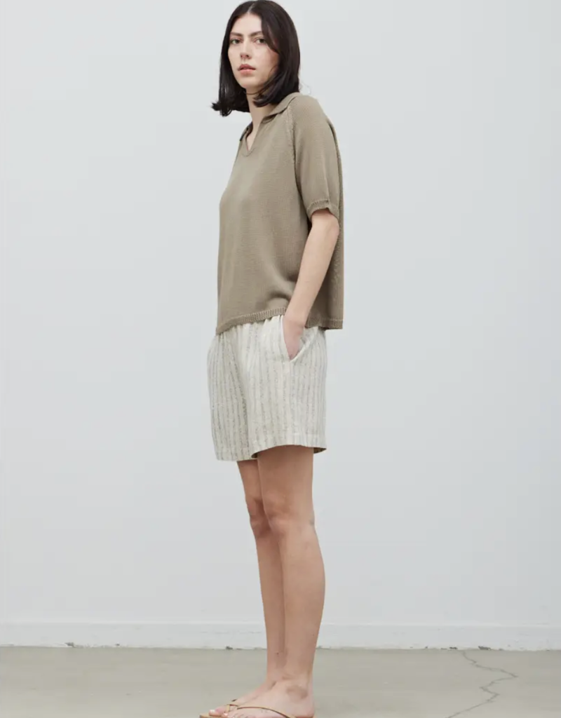 Grade and Gather Short Sleeve Knit Collar Sweater