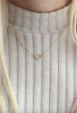 Kris Nations Heart Crystal Outline Necklace - Gold