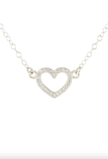 Kris Nations Heart Crystal Outline Necklace - Silver