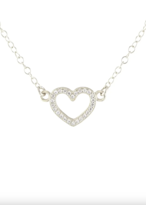 Kris Nations Heart Crystal Outline Necklace - Silver