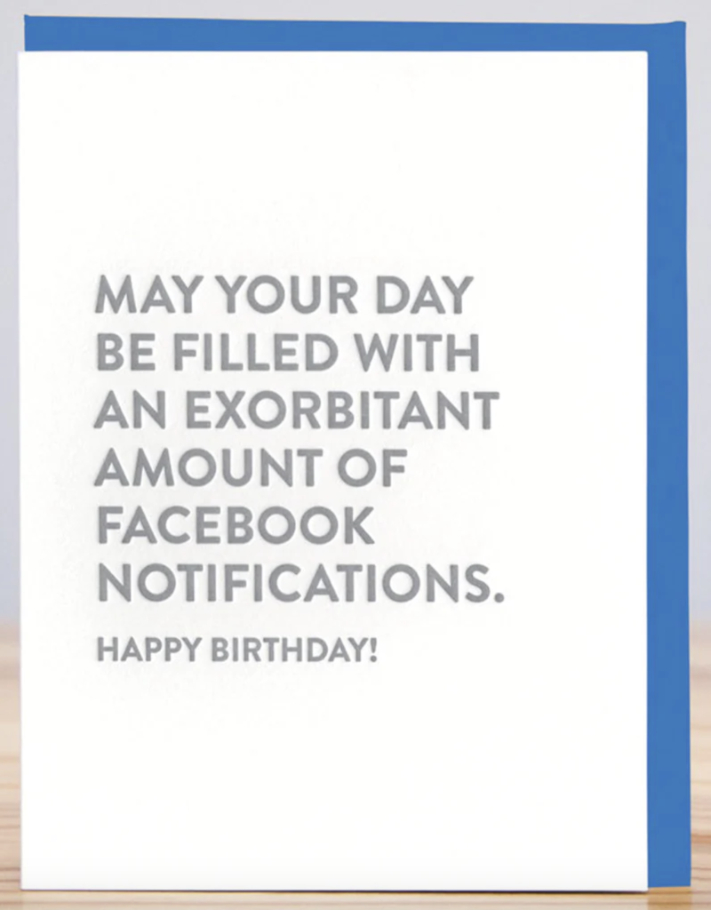 Huckleberry Letter Press Facebook Notifications Card