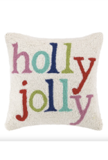 Peking Handicraft Holly Jolly Multi Color Christmas Hook Pillow