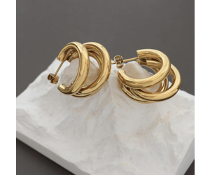 Vincy V-Shape Hoop Earrings 18K Gold/Silver