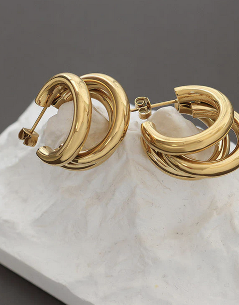 Vincy V-Shape Hoop Earrings 18K Gold/Silver