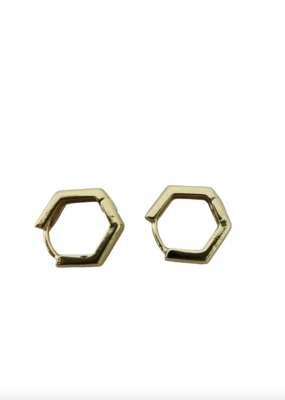 Mia Ava 24K Gold Filled 13.5mm Rounded Hexagonal Huggie Earrings