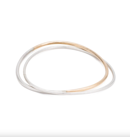 Colleen Mauer 2 Loop Two-toned and Monotone Interlocking Bangle Mostly Silver