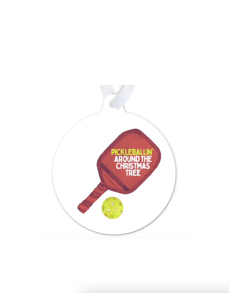 R is for Robo Pickleball Around Christmas Ornament