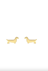 Kris Nations Weiner Dog Stud Earrings- 18k Gold Vermeil