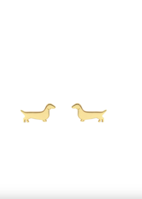 Kris Nations Weiner Dog Stud Earrings- 18k Gold Vermeil