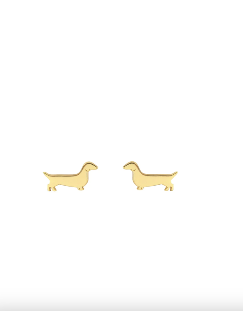 Kris Nations Weiner Dog Stud Earrings- 18k Gold Vermeil