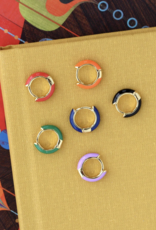 Kris Nations Enamel Huggie Hoop Earrings- Red