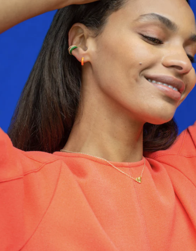 Kris Nations Enamel Huggie Hoop Earrings- Red