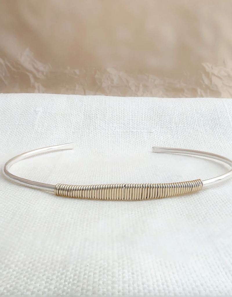 Pliers and String Helix Cuff Gold Fill, Silver