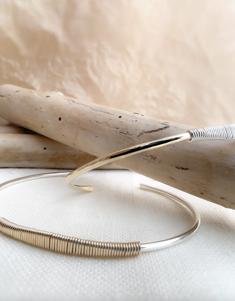 Pliers and String Helix Cuff Gold Fill, Silver
