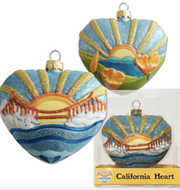 California Heart Glass Mold Ornament