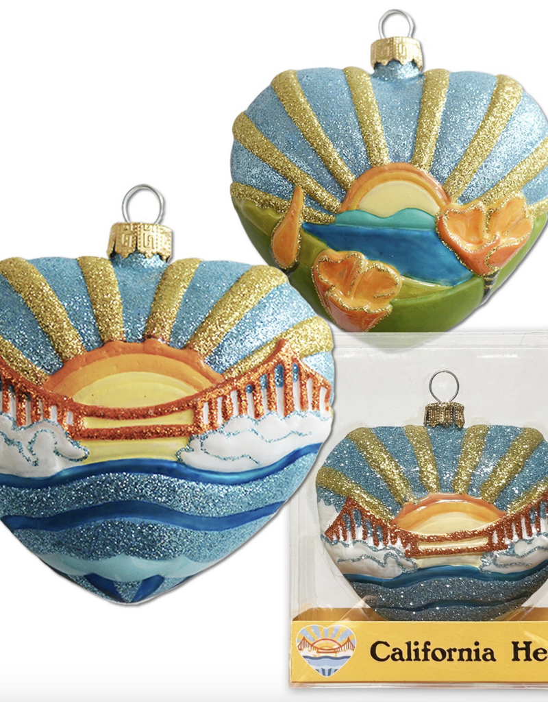 California Heart Glass Mold Ornament