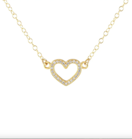 Kris Nations Heart Crystal Charm Outline Necklace-18k Gold Vermeil/Crystal