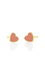 Kris Nations Petite Heart Enamel Stud Earrings Pink