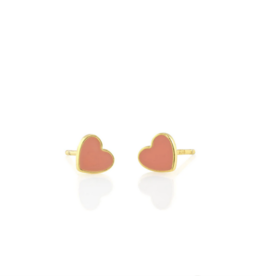 Kris Nations Petite Heart Enamel Stud Earrings Pink