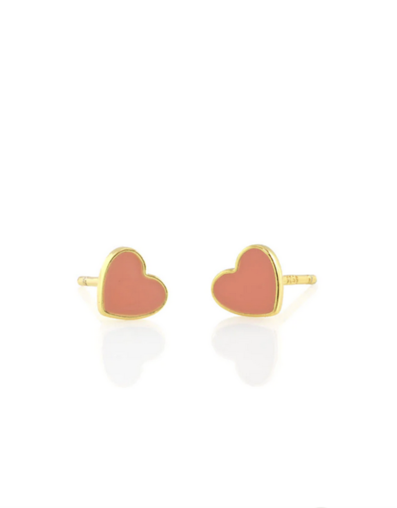 Kris Nations Petite Heart Enamel Stud Earrings Pink