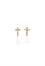 Kris Nations Cross Crystal Stud Earrings Gold