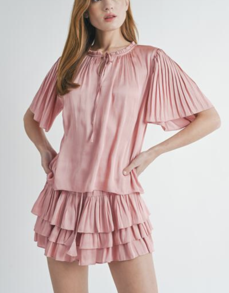 Reset Pleated Short Sleeve Top