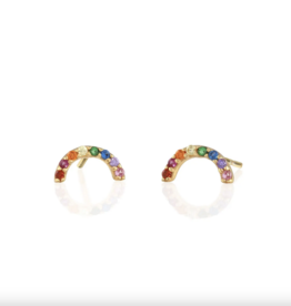 Kris Nations Rainbow Arc Crystal Stud Earrings 18k Gold