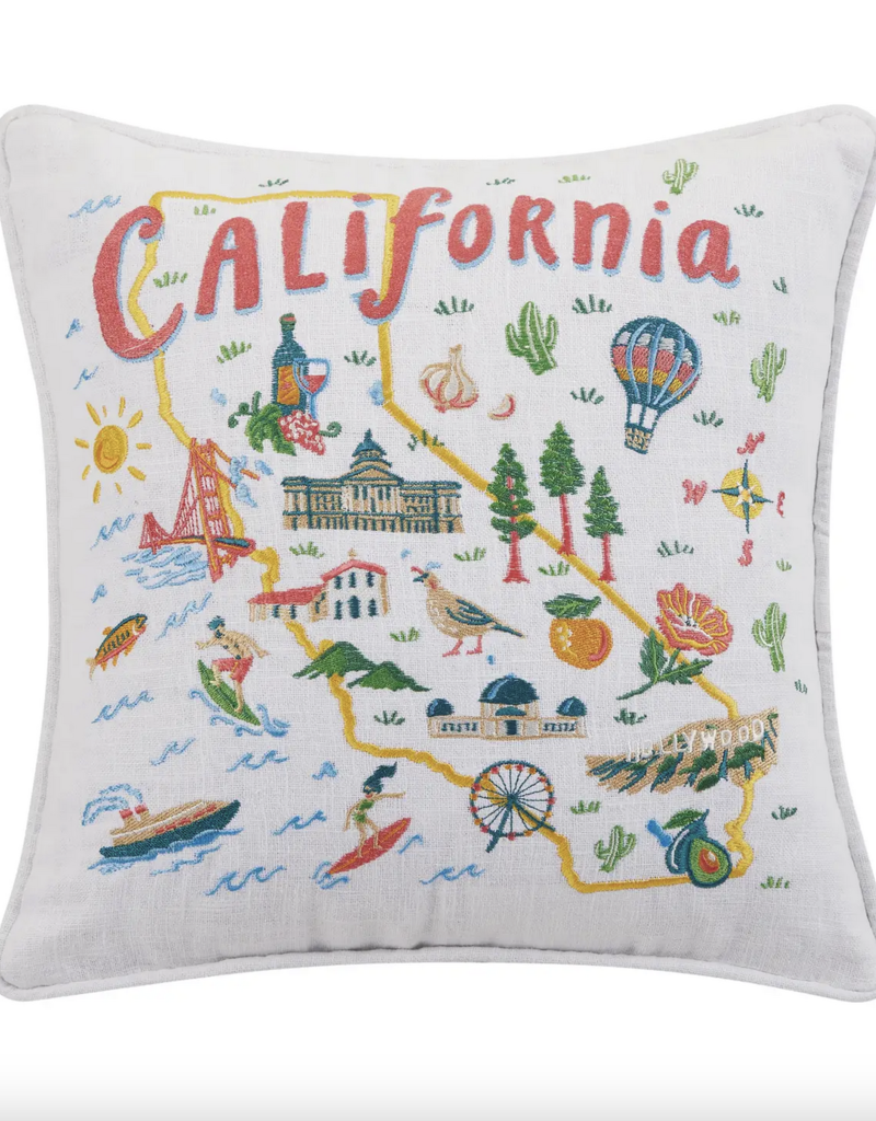 Peking Handicraft California Embroidered Pillow