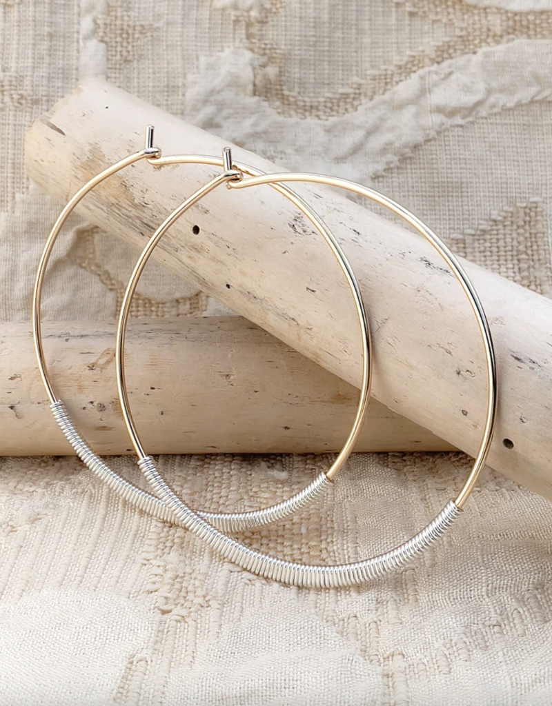 Pliers and String Wire-Wrap Circle Hoop Earrings M