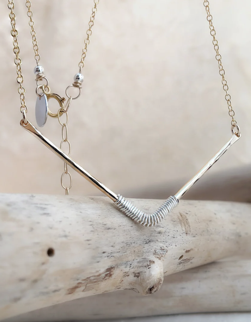 Pliers and String Wire-Wrap Faceted Chevron Necklace