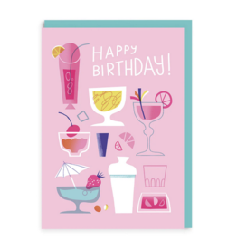 Ohh Deer Pink Cocktails Birthday Card