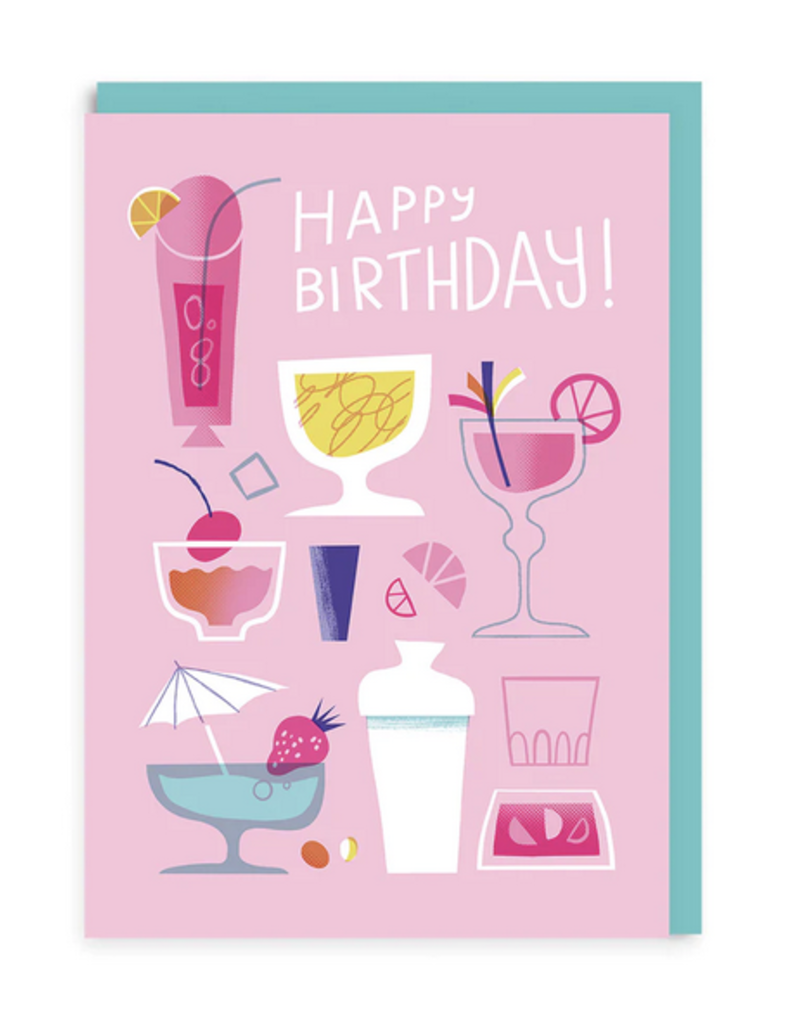 Ohh Deer Pink Cocktails Birthday Card