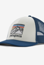 Patagonia Line Logo Ridge Lopro Trucker Hat White and Lagom Blue