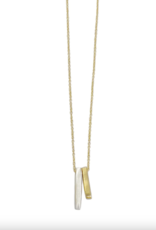 Two Bars Necklace Silver and Gold Vermeil 16"