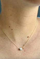 One Little Faceted Square Sterling Silver and Vermeil Necklace