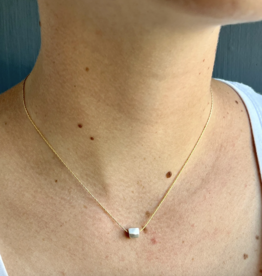 One Little Faceted Square Sterling Silver and Vermeil Necklace