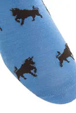 Dapper Classics Azure with Coffee Brown Bull Cotton Sock Linked Toe Mid-Calf